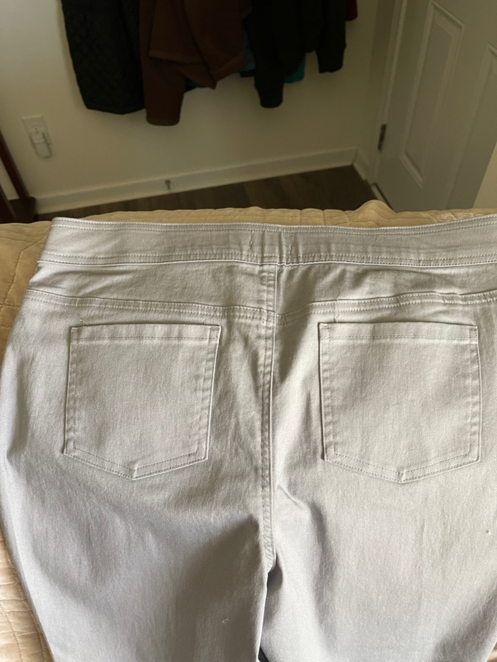 Kim Rogers Light Gray Trousers with Subtle Stripe Detail